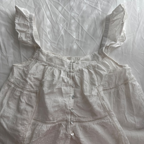 White Eyelet Ruffle Strap Tank - Picture 2 of 4